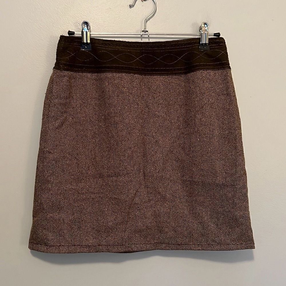 Ann Taylor LOFT Women's Brown Wool Silk Blend Tweed Mini Skirt